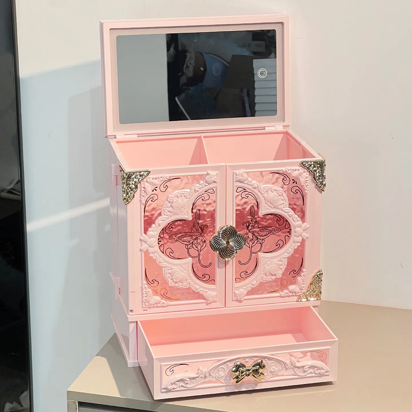 Desktop Dresser, Jewelry Storage Cabinet, Cosmetic Skin Care Storage Gift Box.