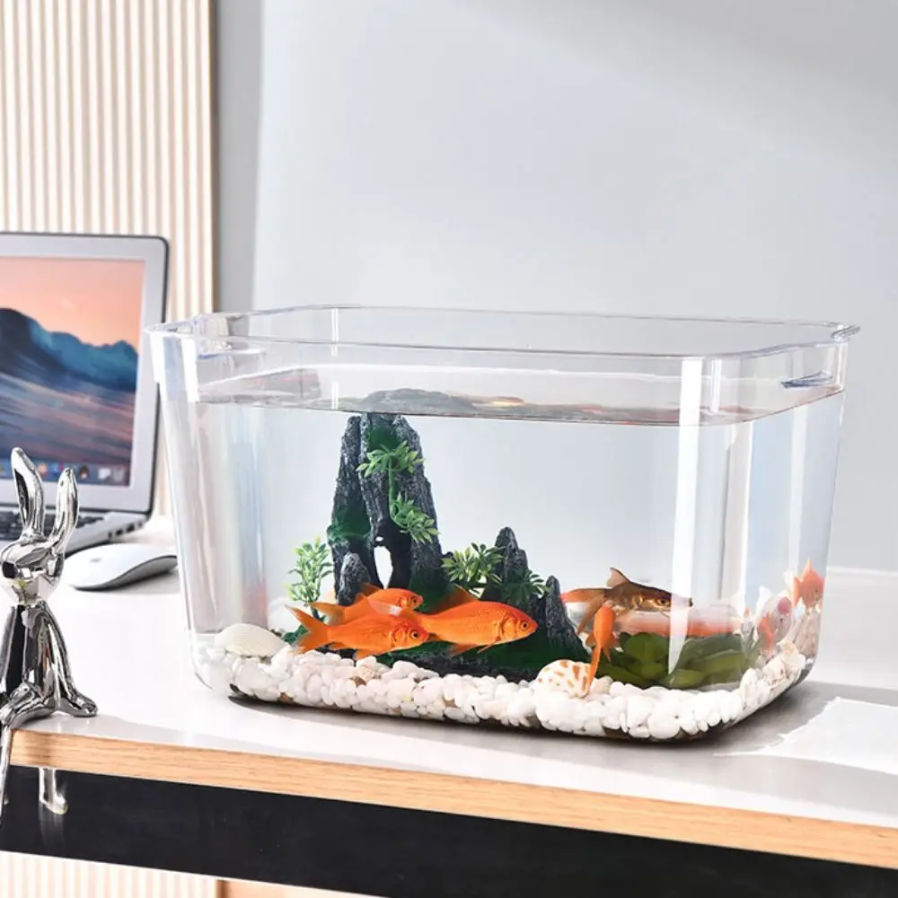 Fall Prevention Explosion-proof Plastic Fish Tank Transparent PET Desktop Goldfish Bowl Small Ecological Water Tank