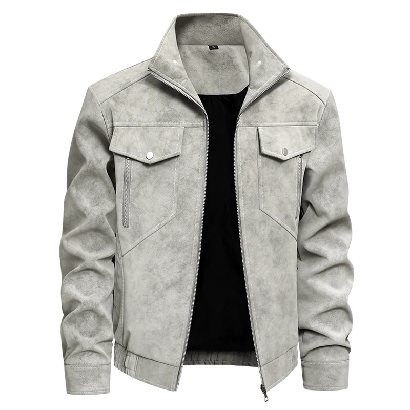 

Fashion Casual Style Leather Jacket Breathable Comfortable Men Clothing Wind-Resistant High Quality Zipper Comfortable Outwear