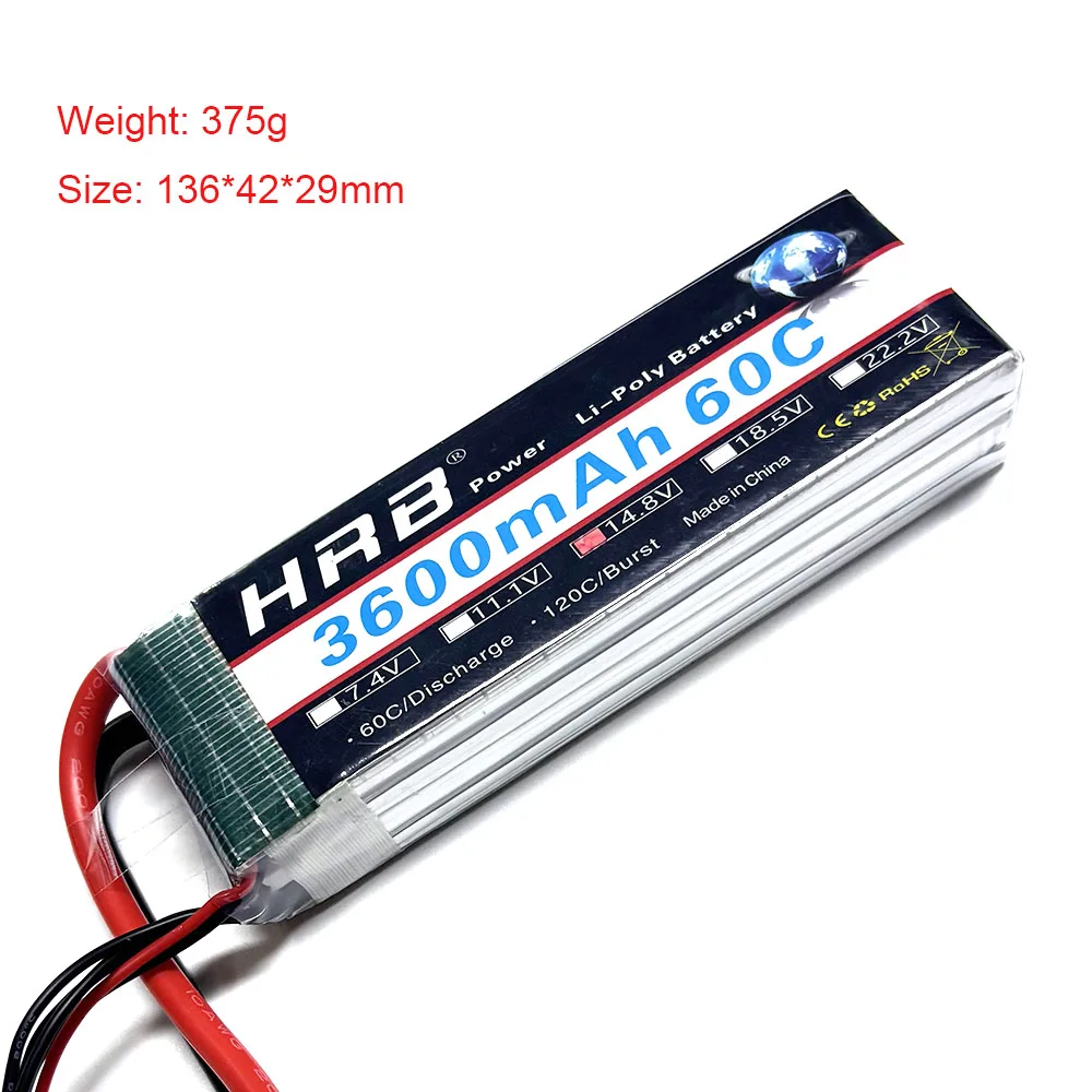 HRB Lipo Battery 4S 14.8V 3600mAh XT60 RC Parts for Roban flywing ALIGN 450L 480 Helicopter RC Car RC Boat Plane
