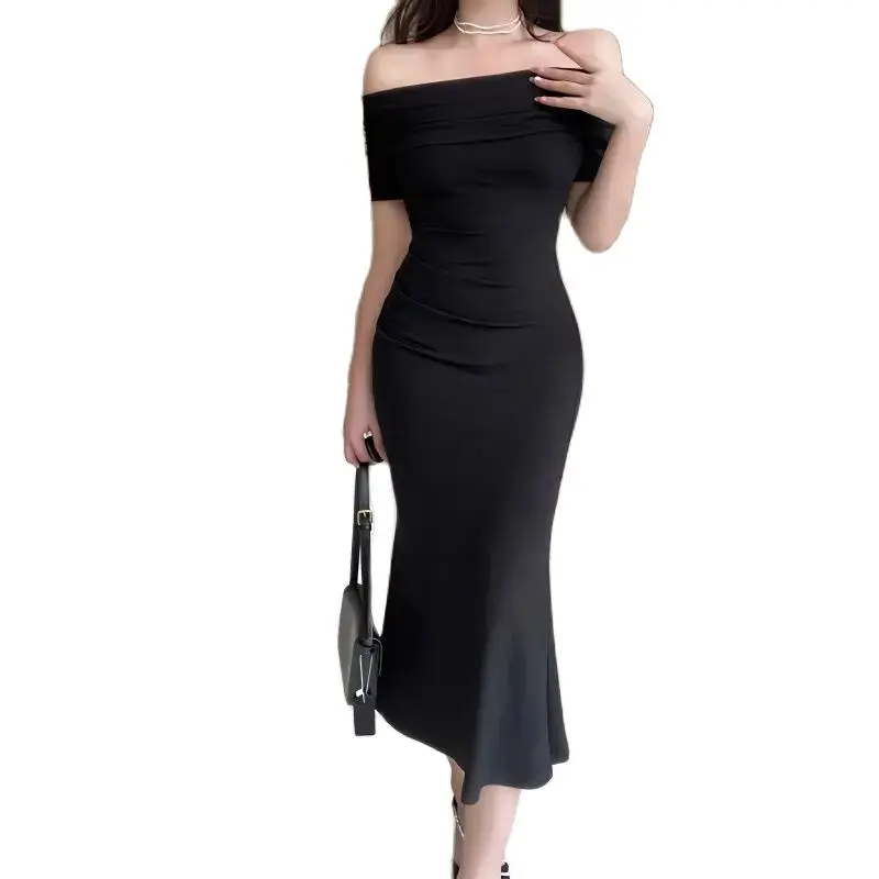 Explosion free delivery door pure color dress sexy sleeveless deep V collar strapless leaking dress vestidos plue size G42