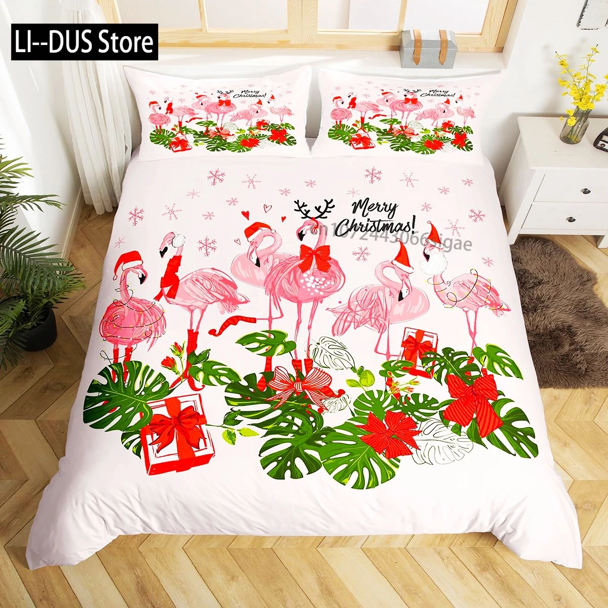 

Flamingo Duvet Cover Set Queen Size Tropical Flamingo Pattern Bedding Set for Kids Boys Girl 1 Quilt Cover 2 Pillowcases 3 Piece