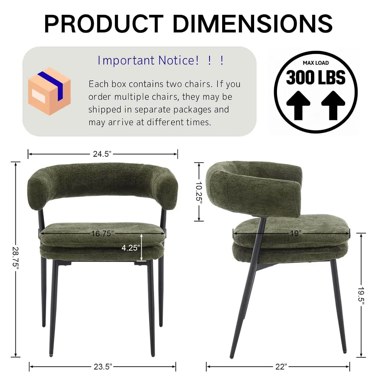 Fabric Dining Chairs 4pcs Curved Open Back Metal Legs Kitchen Side Living Room Restaurant, Customized