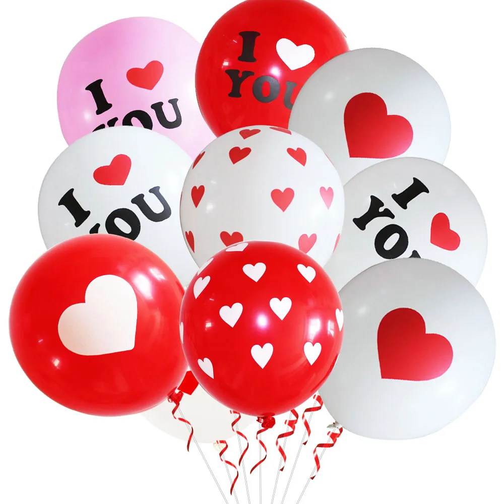 

Heart-Shaped Printed Love Helium Balloon for Kids, Birthday Party Decorations, Wedding, White and Red, 10 PCs, 20 PCs, 30PCs, 12