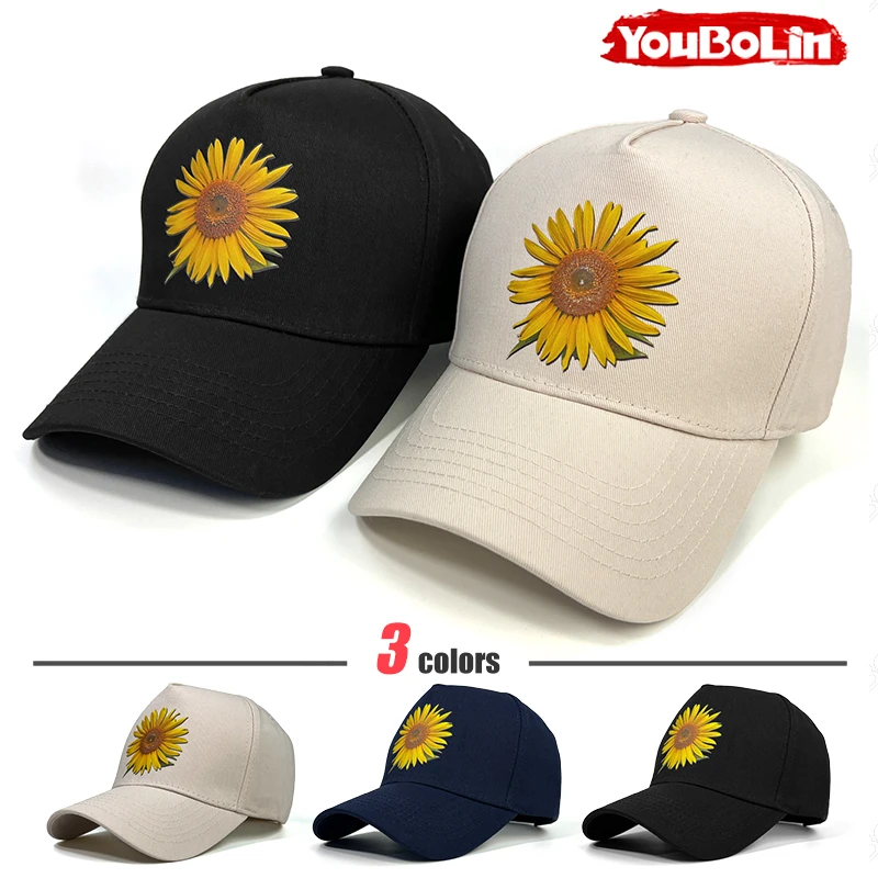Baseball cap Sunflower Print Adjustable Cotton Dad Caps Trucker Hat Sun Hats Symbolizing Positivity Brightness and Resilience