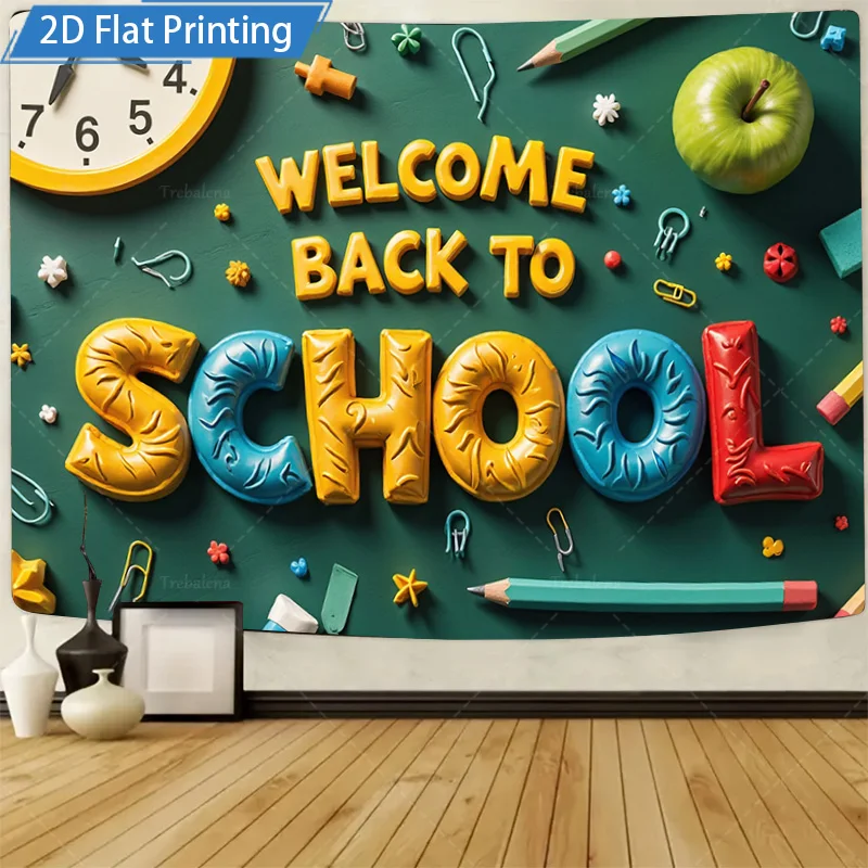 [2D FLAT] 1 قطعة 4x16 بوصة علامة معدنية مرحبا بكم في العودة إلى المدرسة 2D طباعة مسطحة معدنية جدار ديكور فني للفصول الدراسية والمنزل