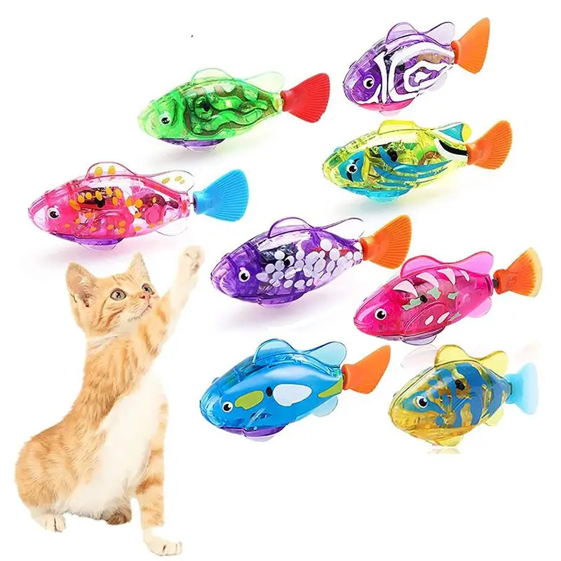 Cat Interactive Electric Fish Toy Water Cat Toy for Indoor Play Swimming Robot Fish Toy for Cat and Dog with Led Light Pet Toys