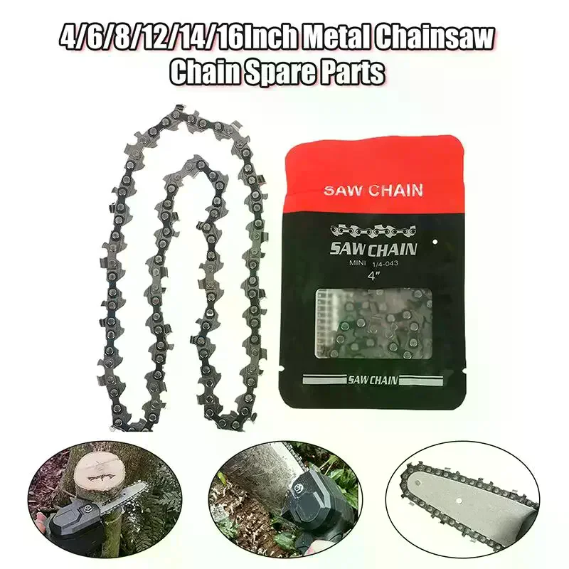 4/6/8/12/14/16 Inch Metal Chainsaw Chain Spare Parts Link Chainsaw Saw Chain Blade For Electric Saw Accessories Wood Cutting