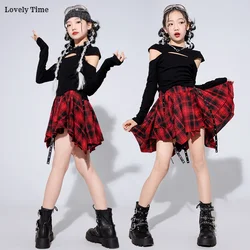 Hip Hop Girls Fashion K-pop Crop Top Street Dance Plaid Skirts Kids Streetwear Costumes Children Jazz Girl Group Clothes Sets