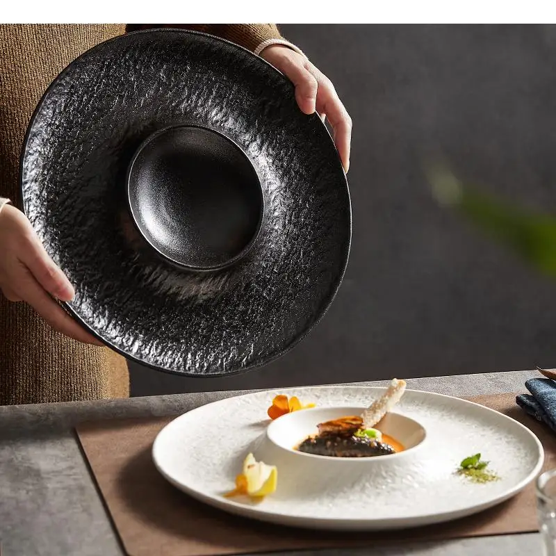 Ceramics Dinner Plate Sushi Pasta Steaks Round Tableware Snack Pastry Dessert Dish Household Restaurant Fruit Bread Dishes