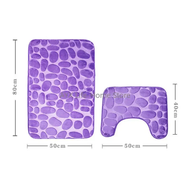 2pcs /set Funnel Cobblestone Bath Bathroom Anti-slip Mat Carpet Toilet Rug New Bathroom Mat Set