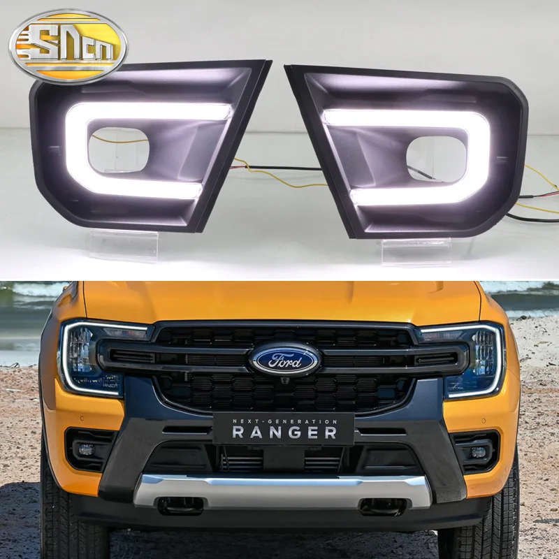 

2PCS LED Daytime Running Light For Ford Ranger 2022 2023 Wildtrak Dynamic Turn Signal Car 12V LED DRL Lamp