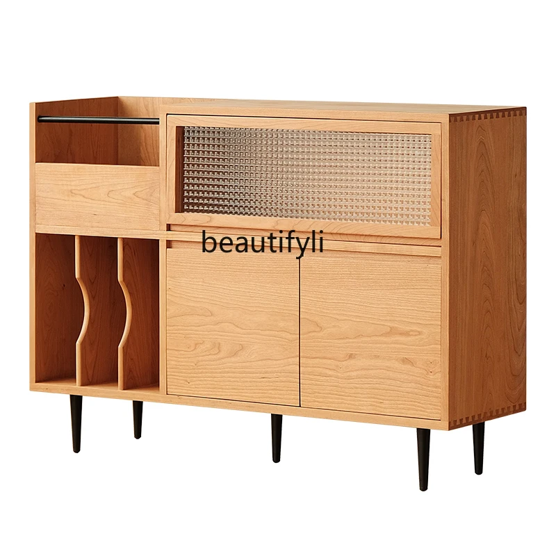 Japanese-Style Solid Wood Glass Cabinet Door Storage Sideboard Cabinet Nordic Tea Cabinet Magazine Storage Cabinet furniture