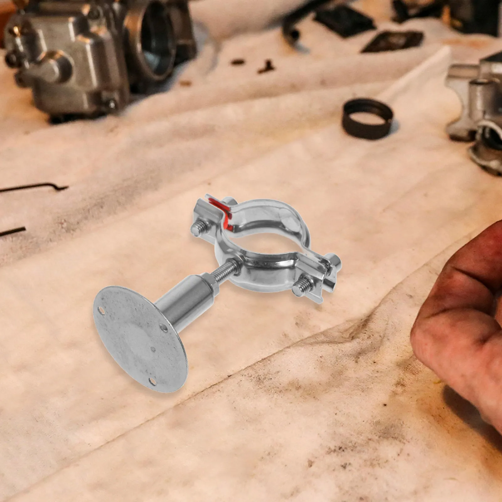 2Pcs Stainless Steel Adjustable Pipe Support Clamp Wall Mount Ceiling Mount for 42-45Mm Diameter Tubes Basement Garage Workshop