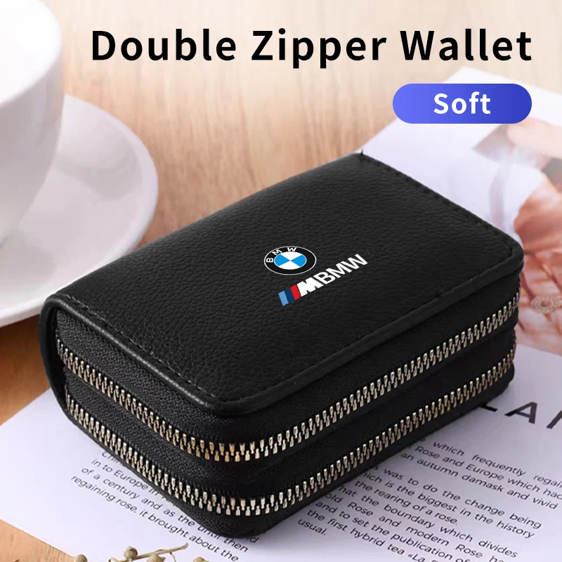 Zipper Women Men Wallet Coin Purse Car Logo Card Holder Bag For BMW E46 E60 E87 E90 F15 F16 F25 F26 F30 F10 G60 G30 G20 U11 G11