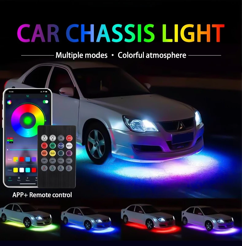 Hot Sale Car LED Chassis Light Modification Seven Colours Sound Control Ambient Light Bluetooth APP Multi-function Warning Light