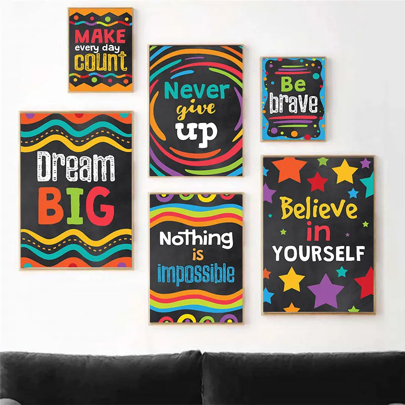 Modern Colorful Motivational Quotes Canvas Poster Prints Black Inspirational Wall Decorative Painting Home Art Decor Picture