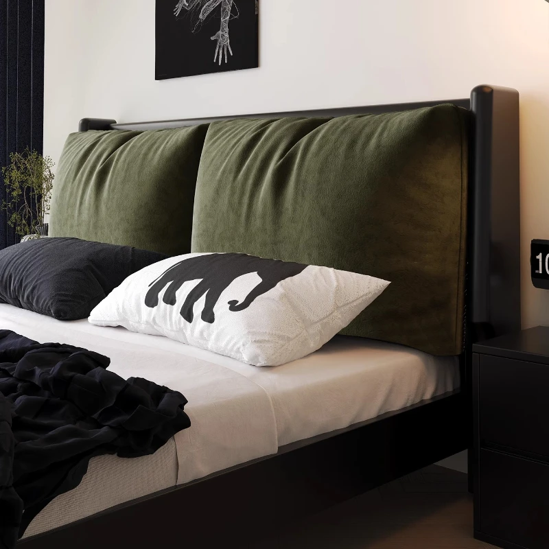 Velvet Dark Green King Bed Frame - Stylish & Modern Design - Image 2