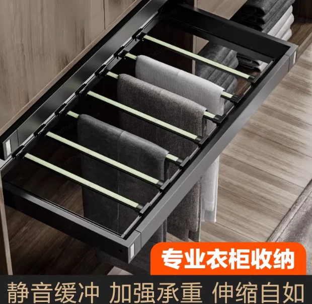 

Invisible Retractable Damping Slide Rail Pull Out Pants Hanger Clothes Drying Rack For Balcony Above Washing Machine