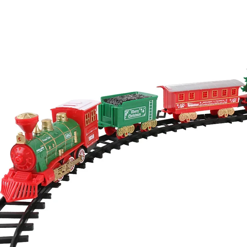 Tren de Navidad simulado, coche ferroviario de juguete, modelo de regalo de cumpleaños, tren retro de alta velocidad, eléctrico para niños