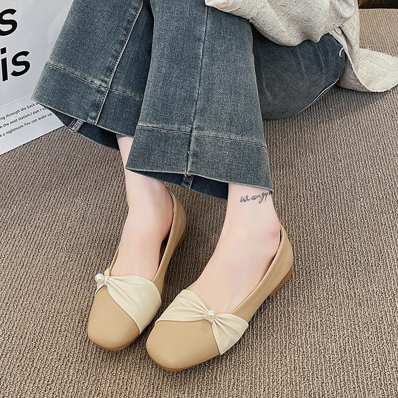 รองเท้าส้นเตี้ยแบบสวมสำหรับผู้ - Leather Work Flats Women บทวิจารณ์และราคา