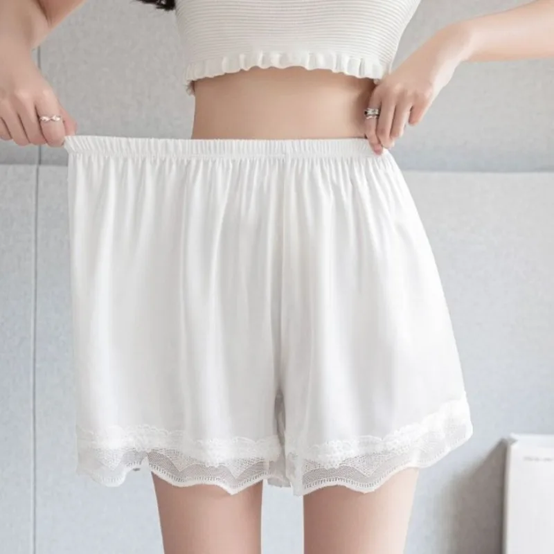 Summer Thin Leggings Women All-match Femme Korean Style Simple Solid Elastic Waist Comfortable Breathable Lace Elegant Fashion