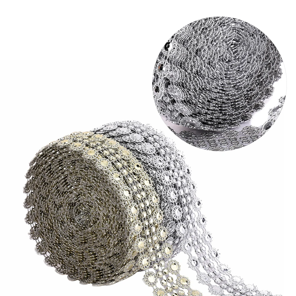 

2 Rolls Rhinestone Diamond Mesh Ribbon Hollow Plum Blossoms Party Decoration naments Sparkle Wrap DIY Craft Roll Flexible Easy