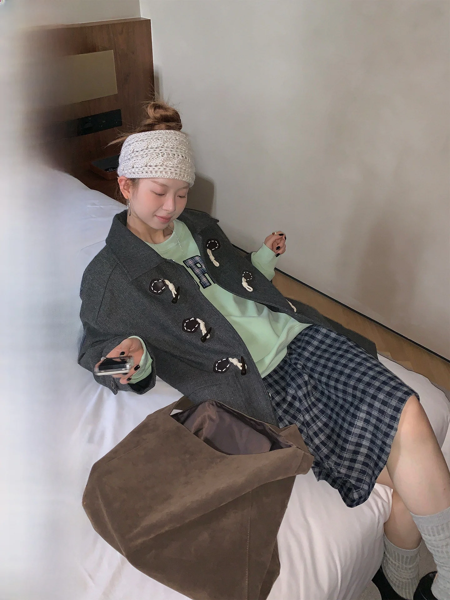 

Пальто COK из твида с пуговицами из рога, средней длины, женская верхняя одежда в винтажном стиле, с длинными рукавами и отложным воротником