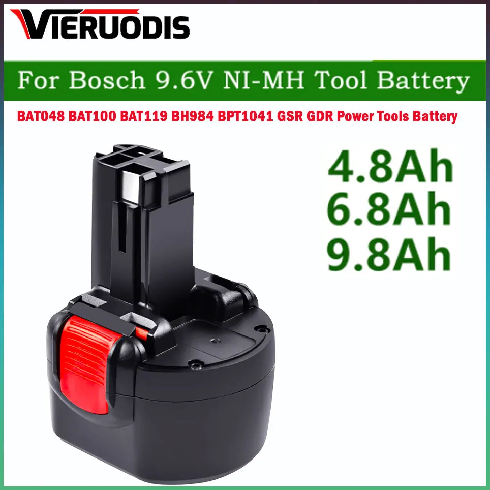 

For Bosch 9.6V 4800/6800/9800mAh Ni-MH Rechargeable Battery Power Tools PSR 960 BH984 BAT048 BAT119 Replacement battery