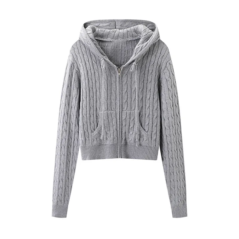 Sweet Women Hooded Straight Cardigan 2022 Spring-autumn Fashion Ladies High Street Vintage Coat Female Solid Color Top