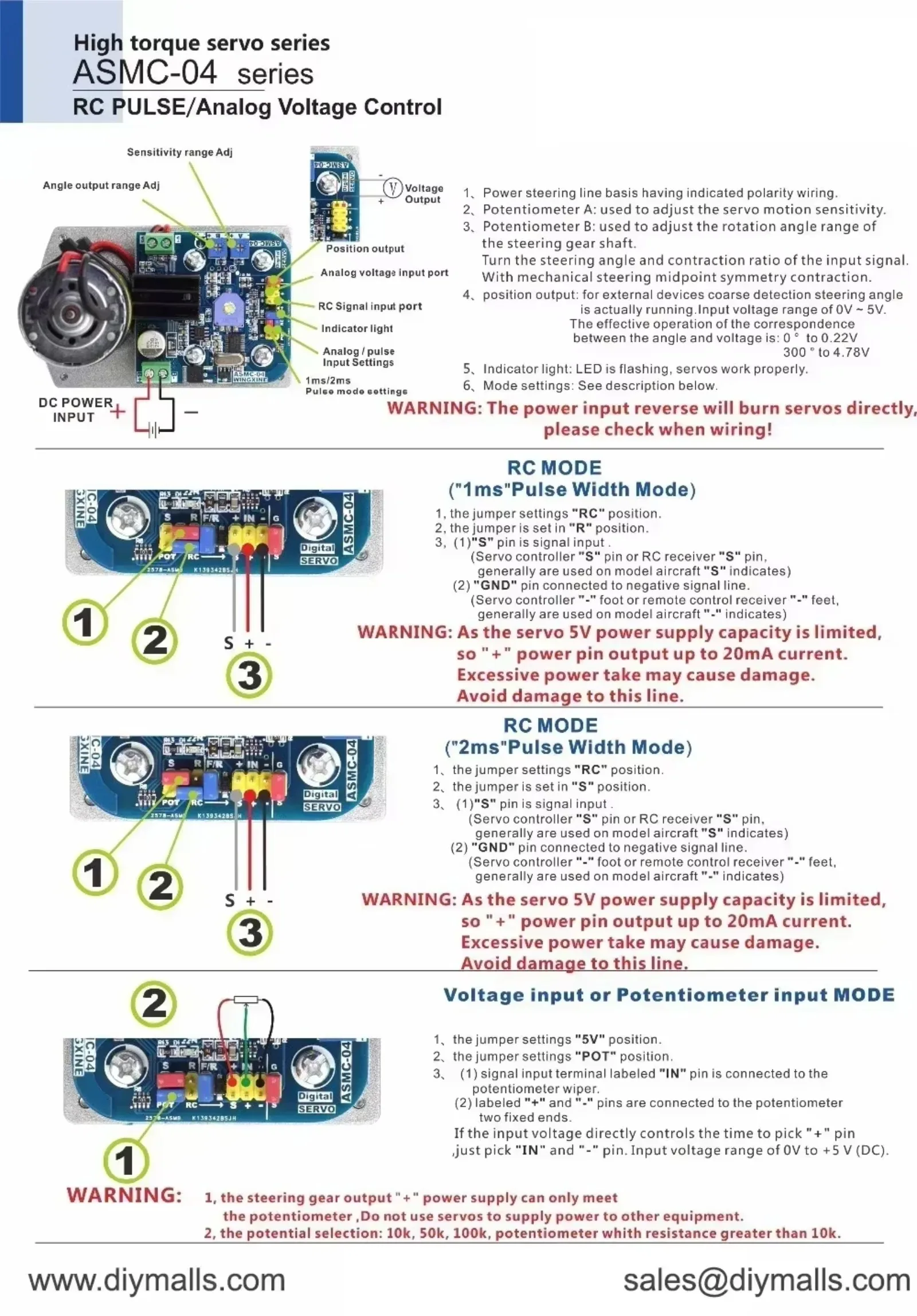 Serwo robotyczne ASMC-05A/05B o wysokim momencie obrotowym 110kg.cm/180kg.cm, wersja ulepszona do samochodów RC, quadrocopterów.
