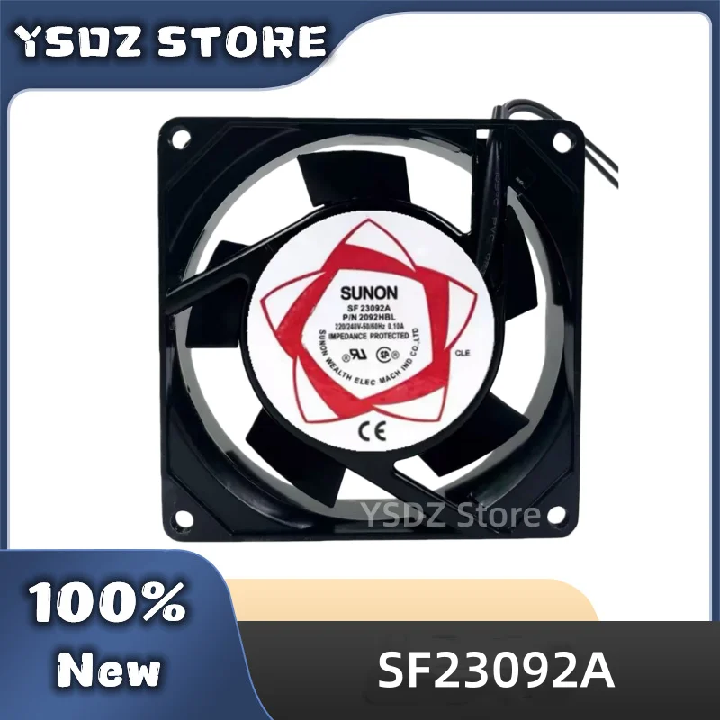 100%New SF23092A P/N 2092HSL 2-wire 92*92*25MM 220-240V 50/60HZ 0.10A For SUNON Cooling fan in stock Fast Shipping