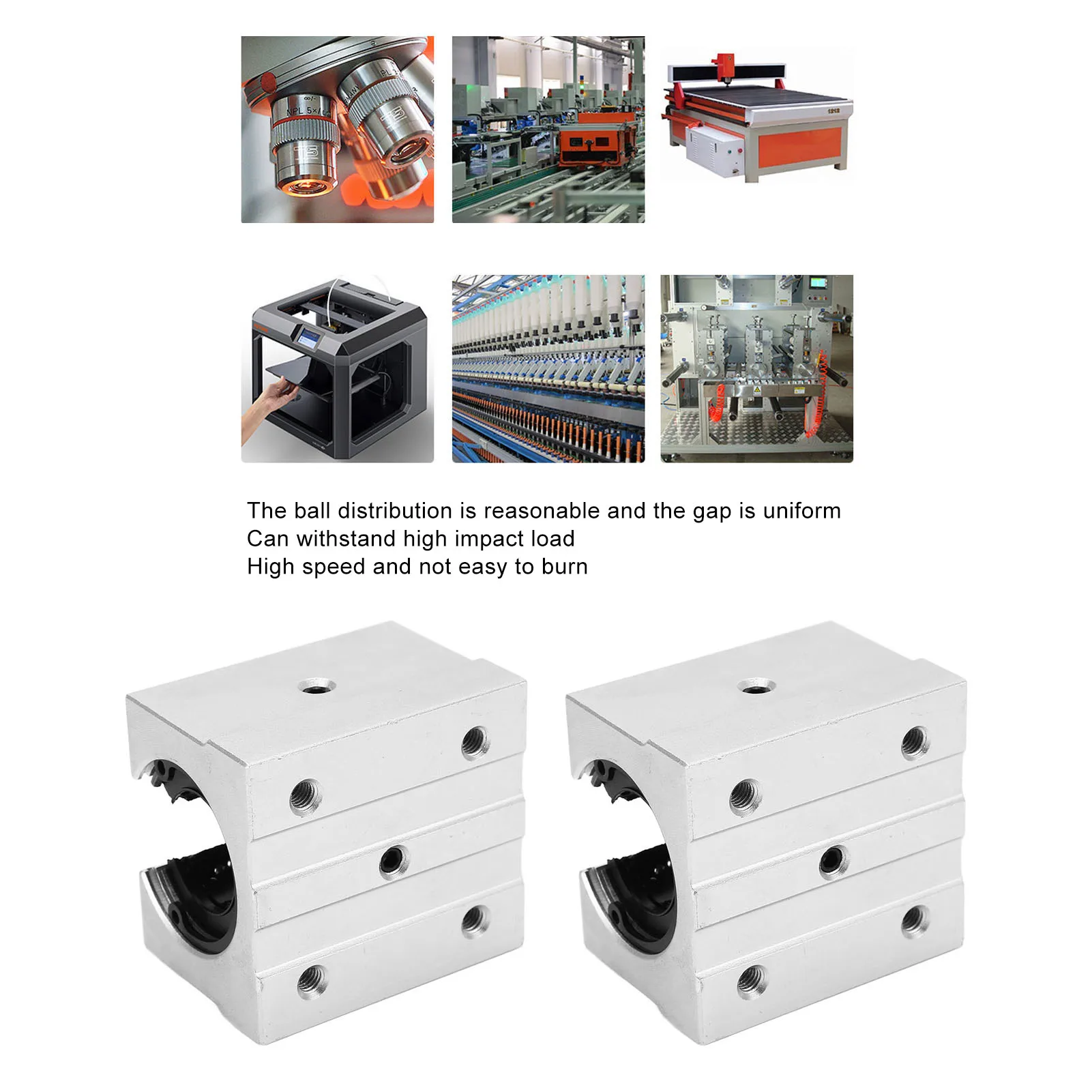Open Sliding Ball Bearing Block SBR25UU Aluminum Alloy Wear Resistant Linear Movement Block for Industry Bearing Block