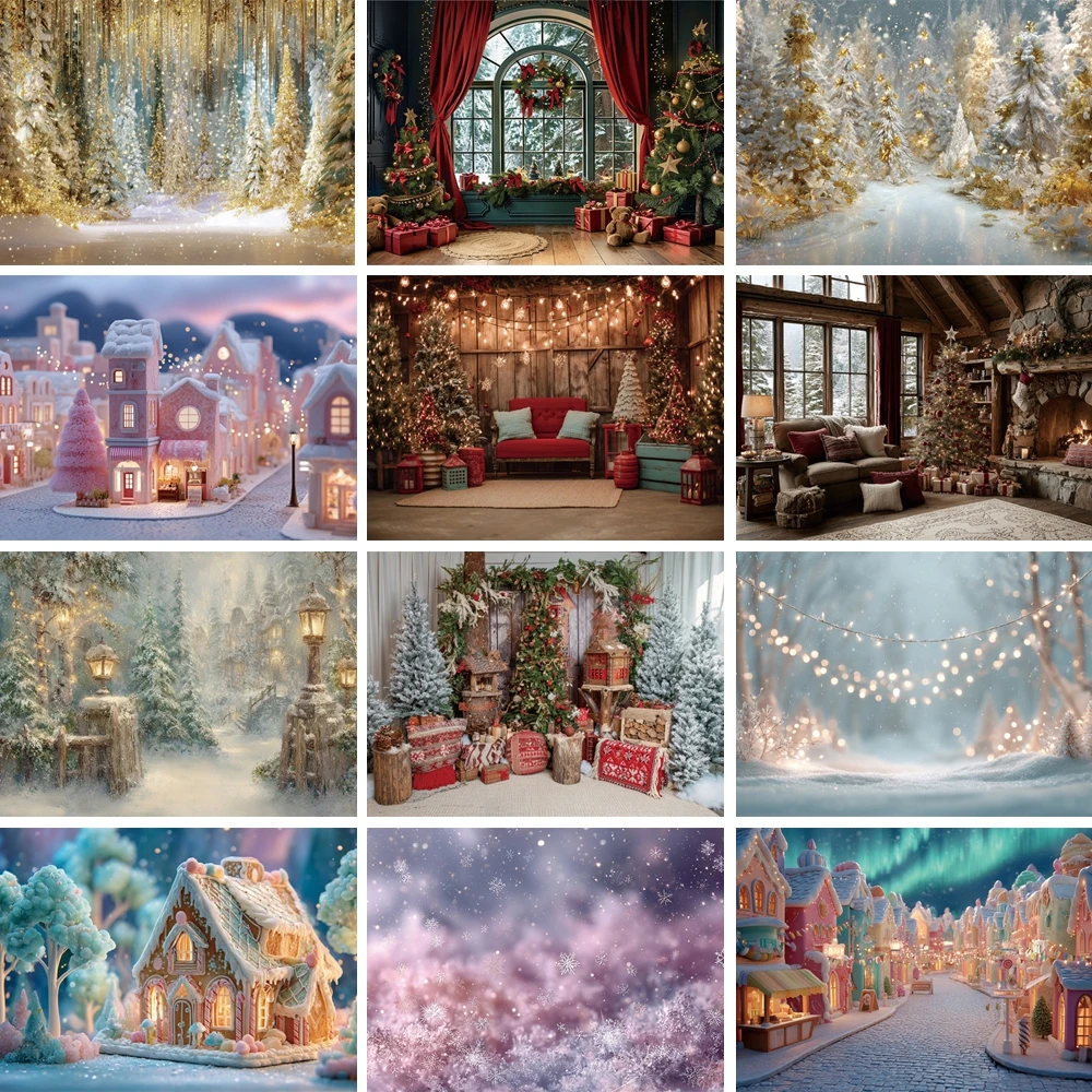 

MOON.QG Christmas 2025 Background Wooden Santa Fireplace Backdrops For Photography Studio Birthday Poster Child Party Decoration