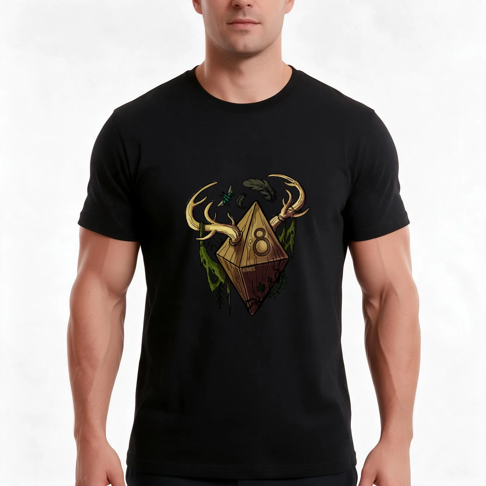 D&D Dice - Druid T-Shirt, Summer Casual Cotton Tee, Oversized Streetwear Tops, Vintage Graphic Print, Loose Fit Short Sleeve