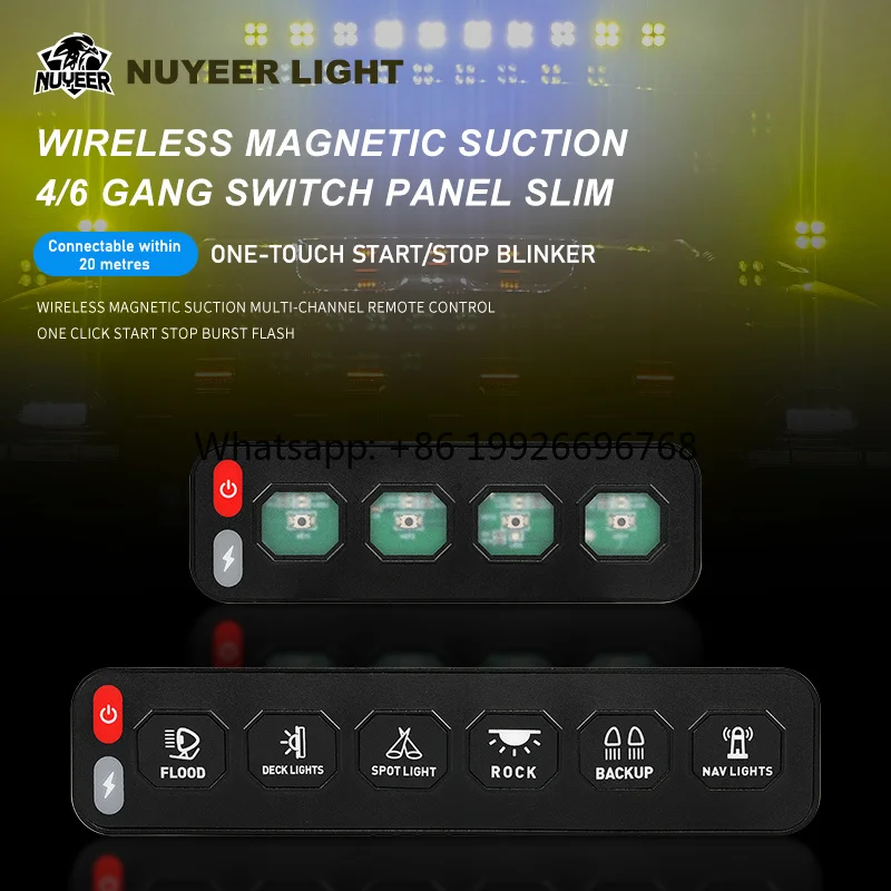 4 Gang LED Switch Panel with Circuit Control Box 12V 24V for Marine SUV ATV UTV Truck 4x4 Off Road Vehicles