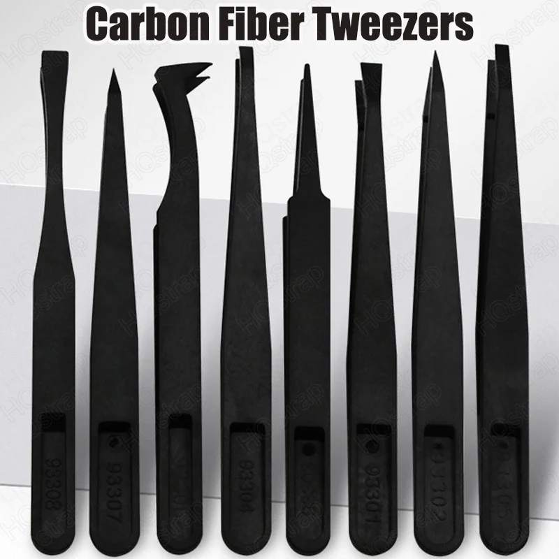 Watch Repair Tools Anti-Static Carbon Fiber Tweezers elastic clamping tool Straight Bend For Watchmaker Watches accessories