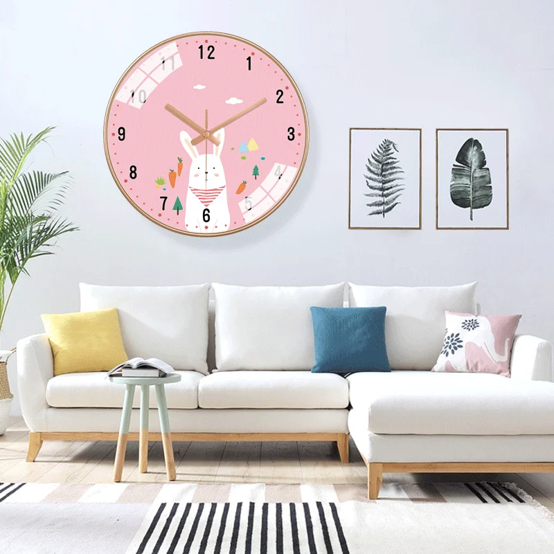 

Cartoon Children's Clock Living Room Home Silent Quartz Wall Clock Modern Simple Fashion Interior Decoration 8/10/12 Inch