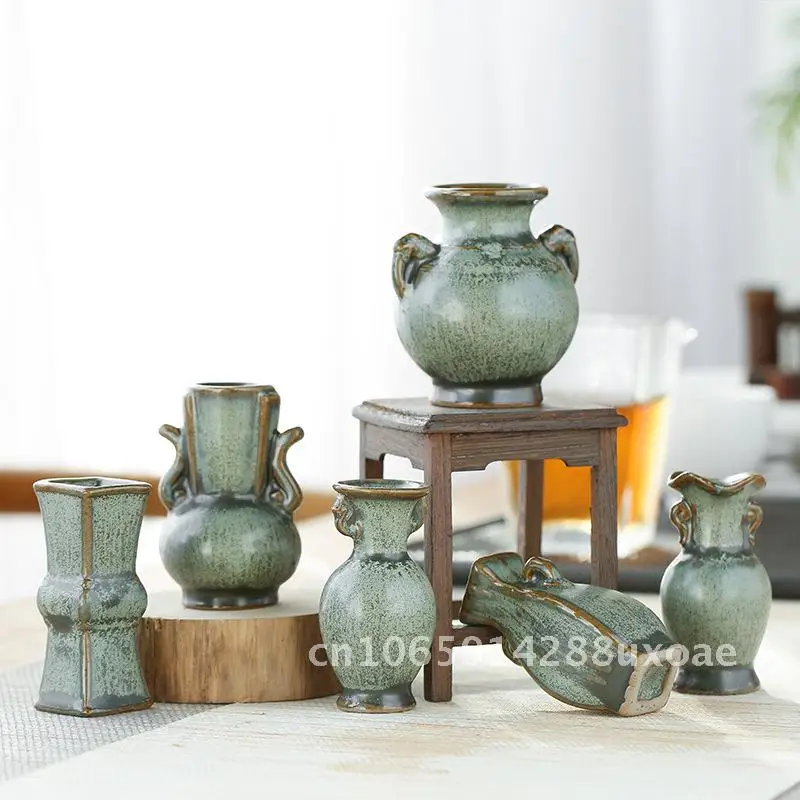 

Ceramic Bronze Glaze Mini Vase Creative Personalized Hydroponic Small Flower Countertop Decor Chinese Style Handmade Ornament