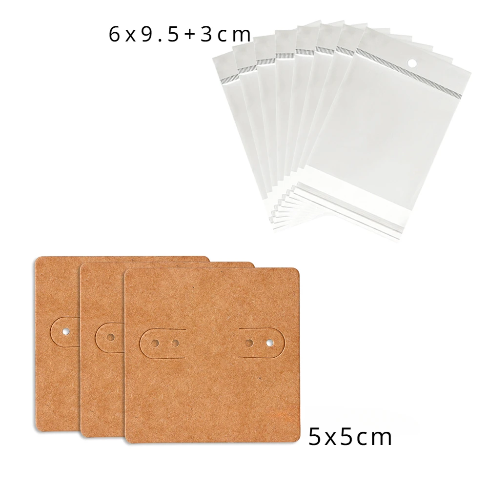 بطاقة ورق كرافت للعرض ، أقراط مربعة ، مورد إكسسوارات يدوية الصنع ، بيع بالجملة ، 50 مجوهرات ، 5x5cm #4