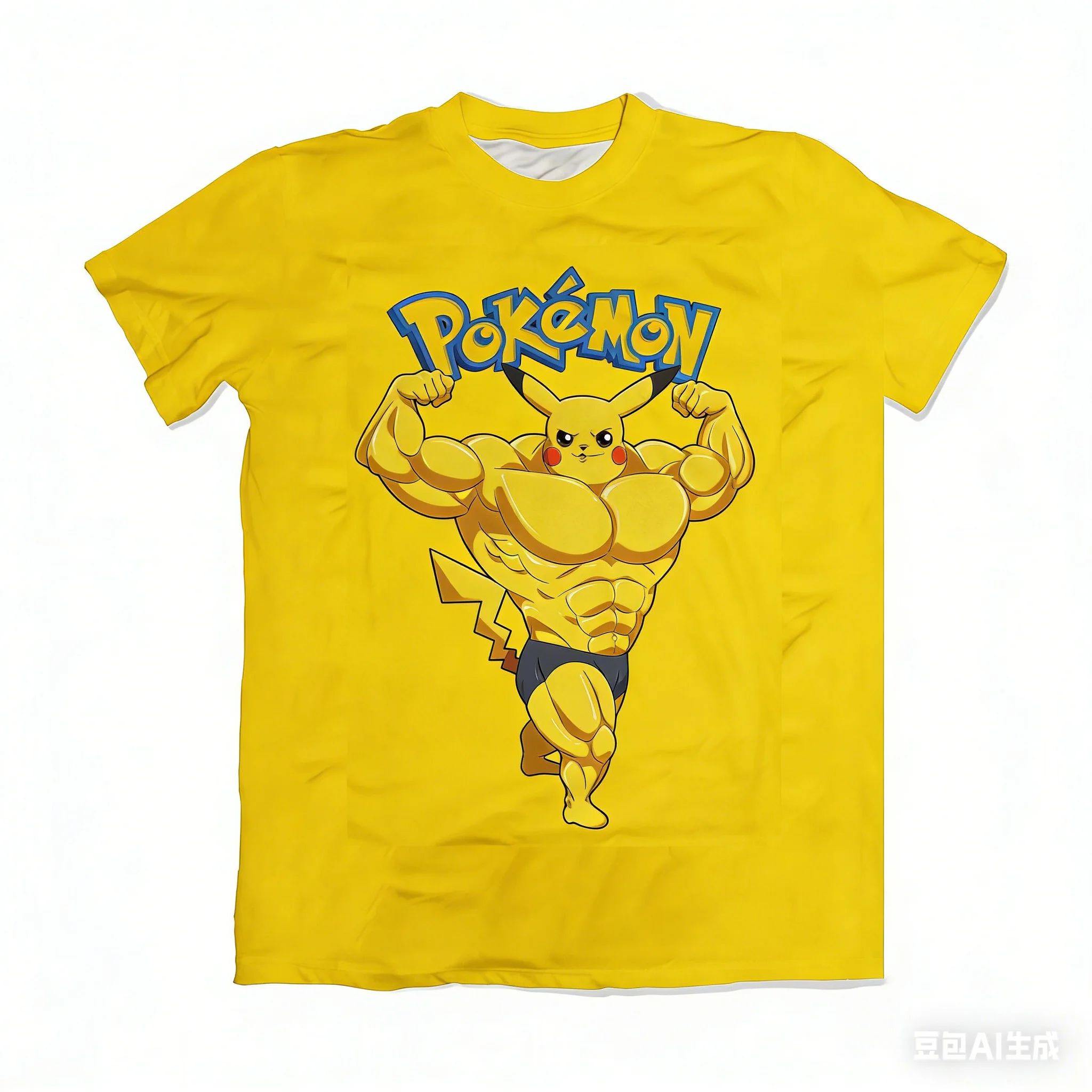 

Мускулистый Пикачу! Хлопковая футболка с короткими рукавами и забавным принтом Pokémon для взрослых и детей, контрастная, милая, модная.