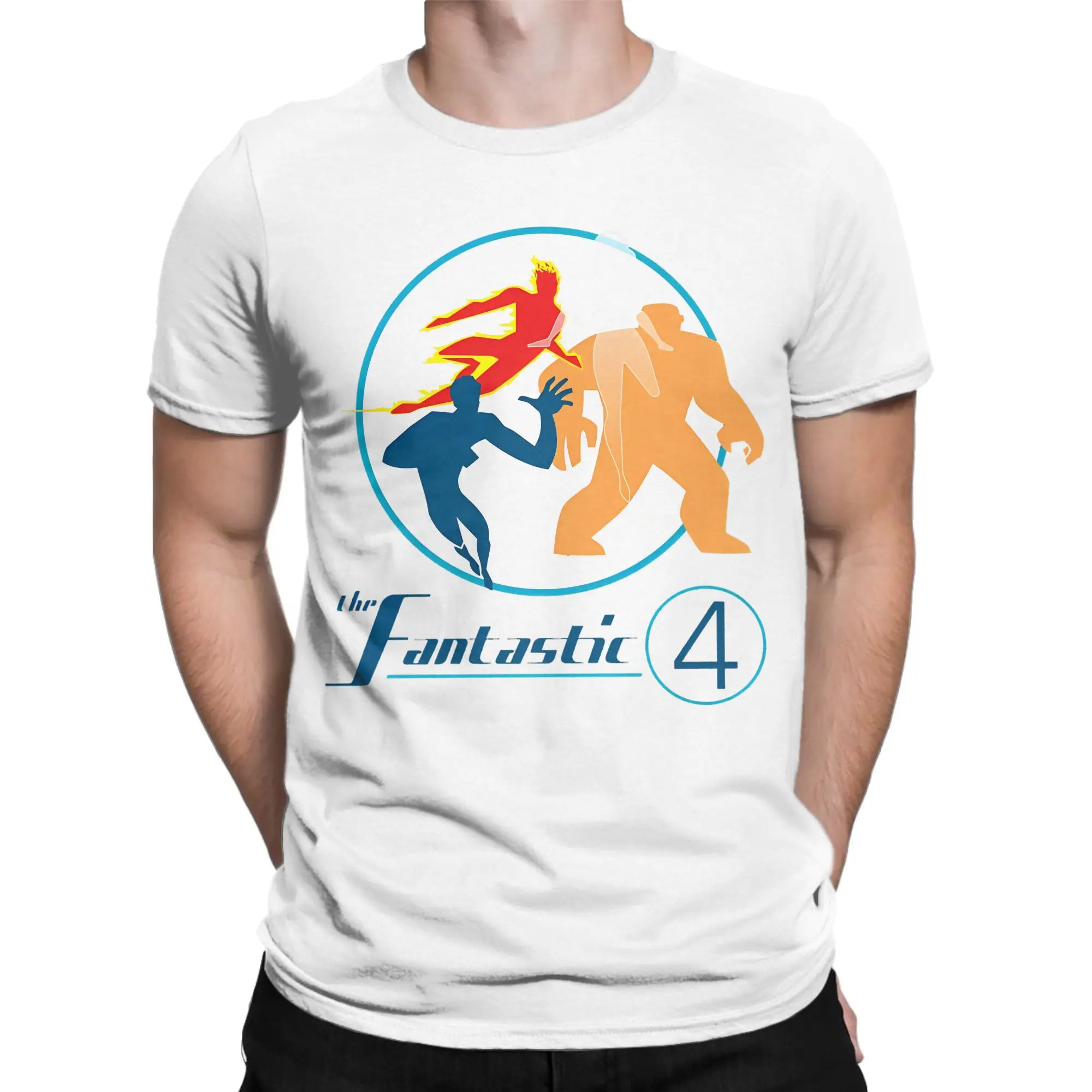 تي شيرت Ulzzang Movie The Fantastic Four First Steps تي شيرت رجالي قطني بأكمام قصيرة ورقبة دائرية قمصان صيفية #2