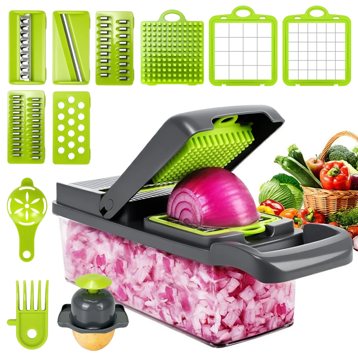Vegetable Chopper Multi-function Food Processor Vegetable Slicer Crusher Vegetable Diced Salad Potato and Carrot Diced Machine