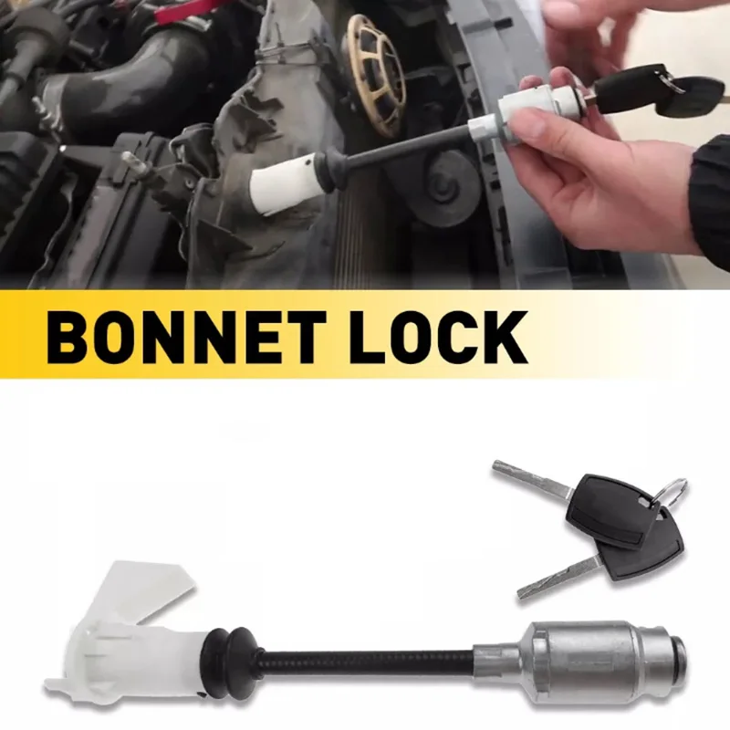Long Type Rod Bonnet Release Lock Latch Repair Kit Key Set For Ford- Focus C-MAX 2003-2007 MK2 2004-2012 4556337 3M5AR16B970AD