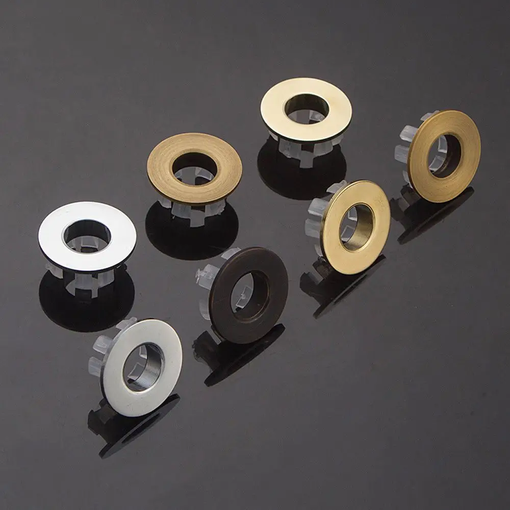 

Durable Sink Brass Round Bathroom Overflow Cover Hole Cap Insert Chrome Ring