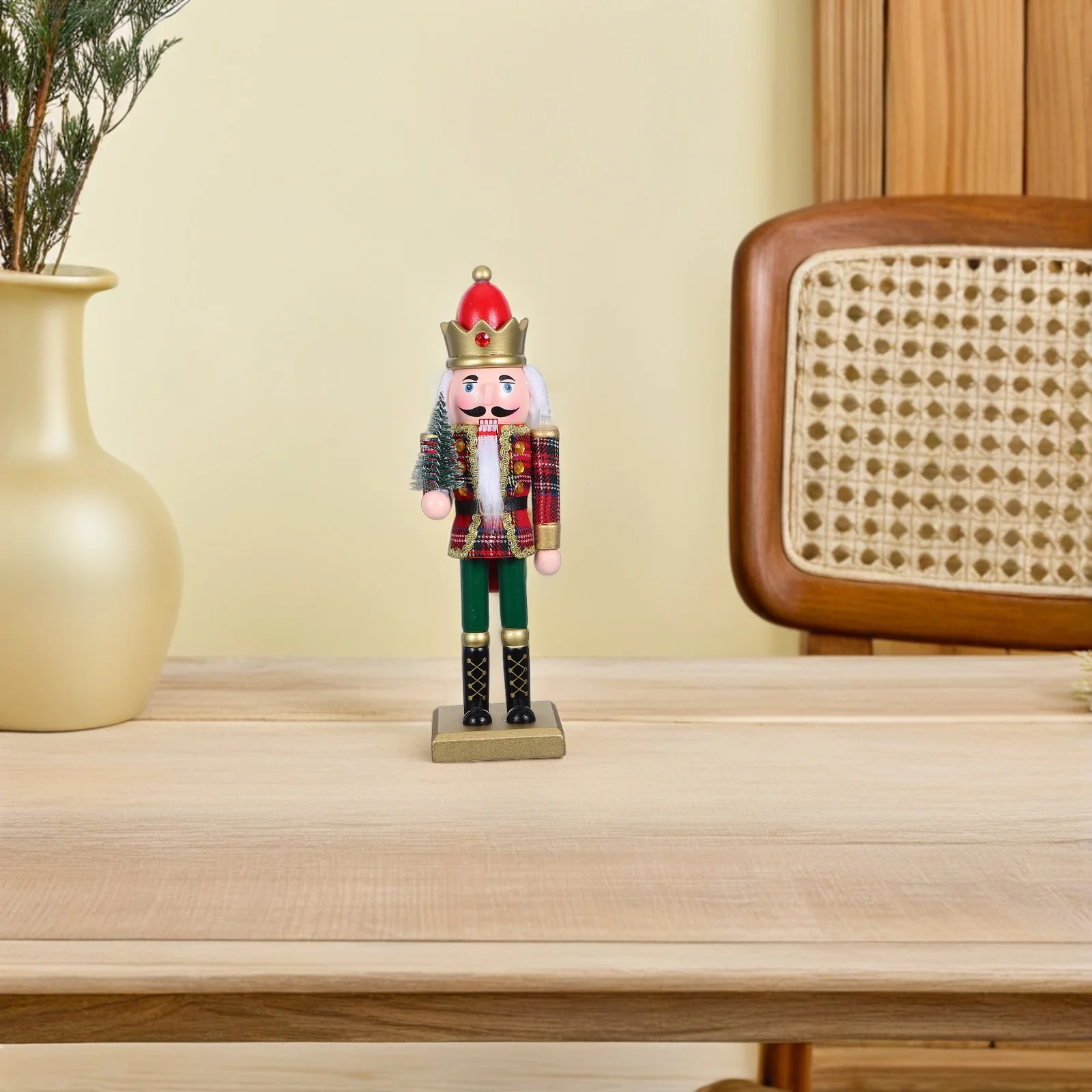 

Wooden Nutcracker Soldier Decoration 26cm Christmas Figurine Craft Festive Holiday Tabletop Shelf Display Good Luck