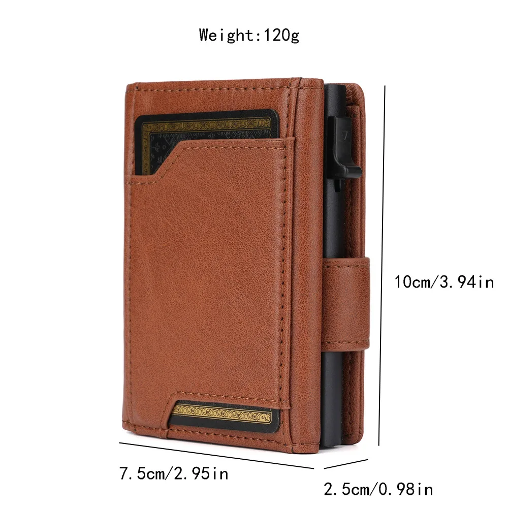 Vintage Man's Short Wallet Anti-Theft Rfid Convenient PU Leather Brown Bank Cash Card Holder Wallet ﻿