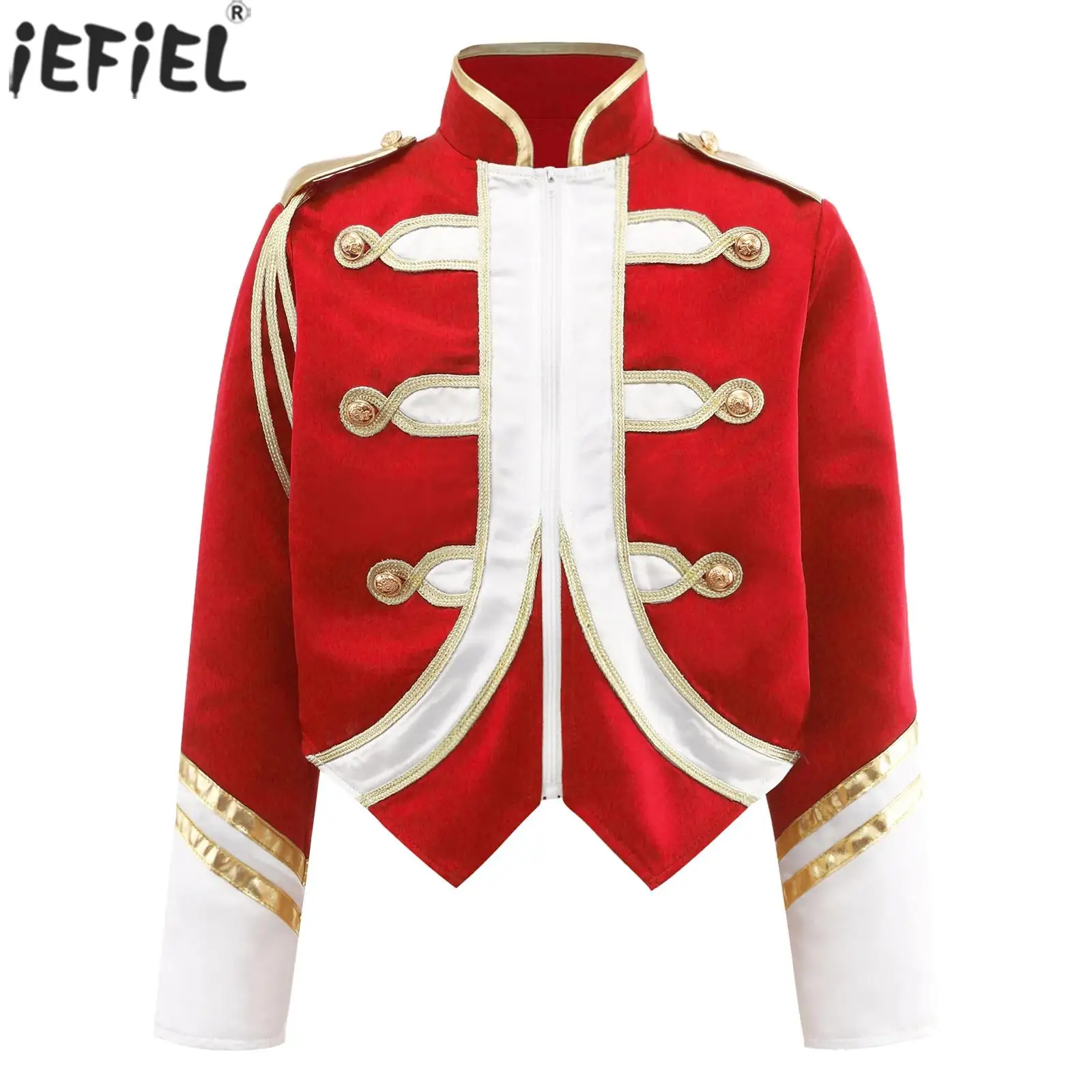 Jungen Mädchen Trommel Trompete Ehrengarde Team Uniform Royal Marching Band Jacke Zirkus Zirkusdirektor Kostüm Langarm geflochtener Mantel