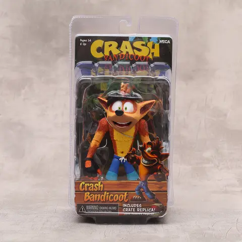 NECA Crash Bandicoot with Crate Replica Action Figure Model Toy Gift For Collection