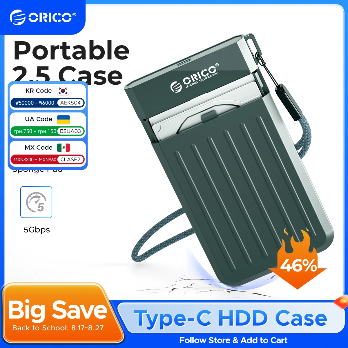 

Корпус ORICO HDD Case 2.5 SATA-USB 3.0 Адаптер Жесткий диск Корпус для SSD-диска HDD Box Type C 3.1 Корпус HD Внешний HDD Корпус